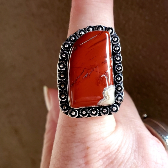 New Healing Red Jasper 925 Silver Ring. - Picture 1 of 9
